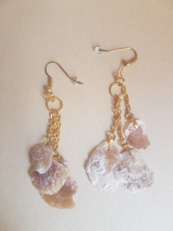 Boucles d'oreilles - chaînettes dorées et crochet en plaqué or