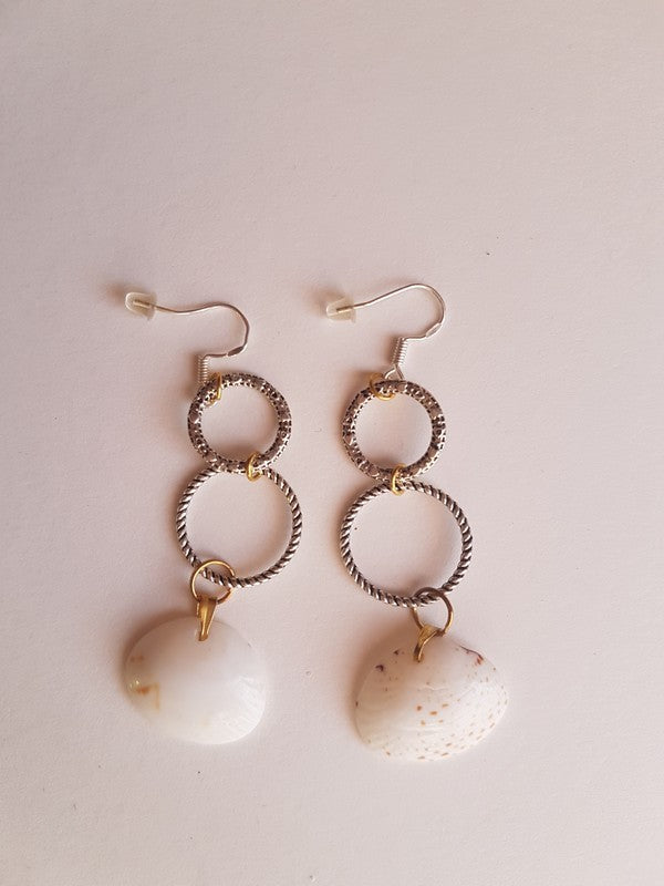 Boucles d'oreilles - double anneau strié et torsadé