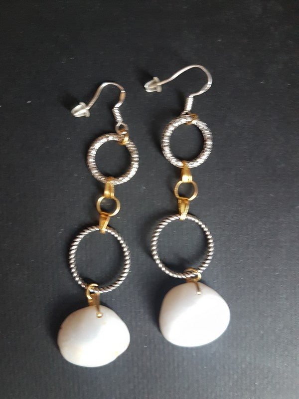 Boucles d'oreilles - double anneau strié et torsadé