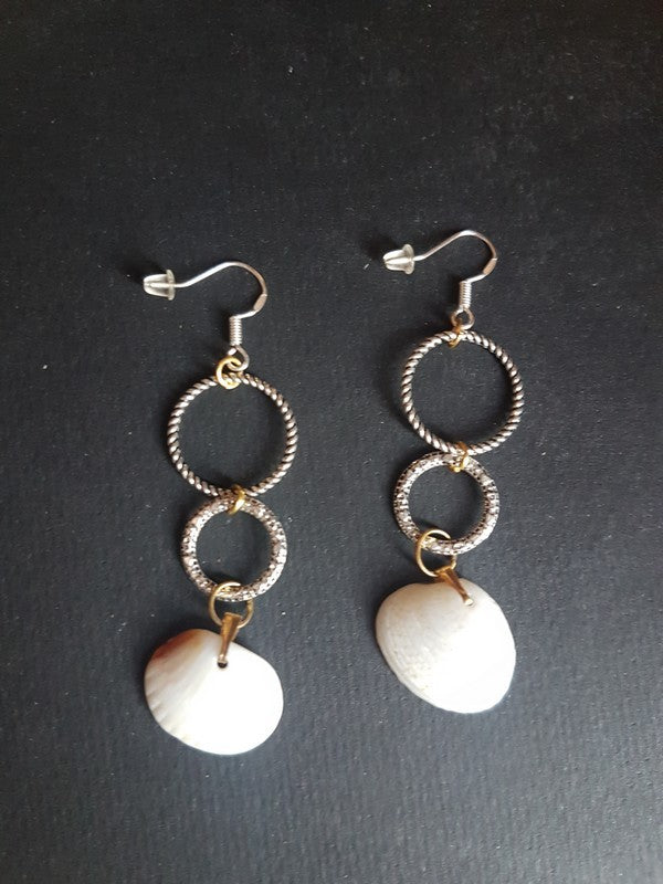 Boucles d'oreilles - double anneau strié et torsadé