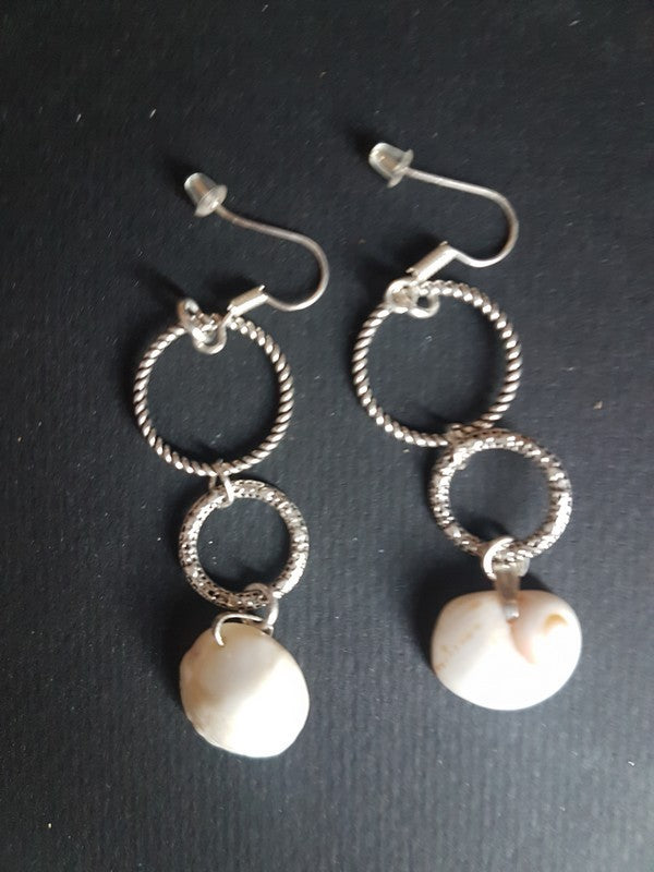 Boucles d'oreilles - double anneau strié et torsadé