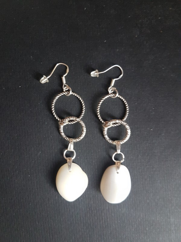 Boucles d'oreilles - double anneau strié et torsadé