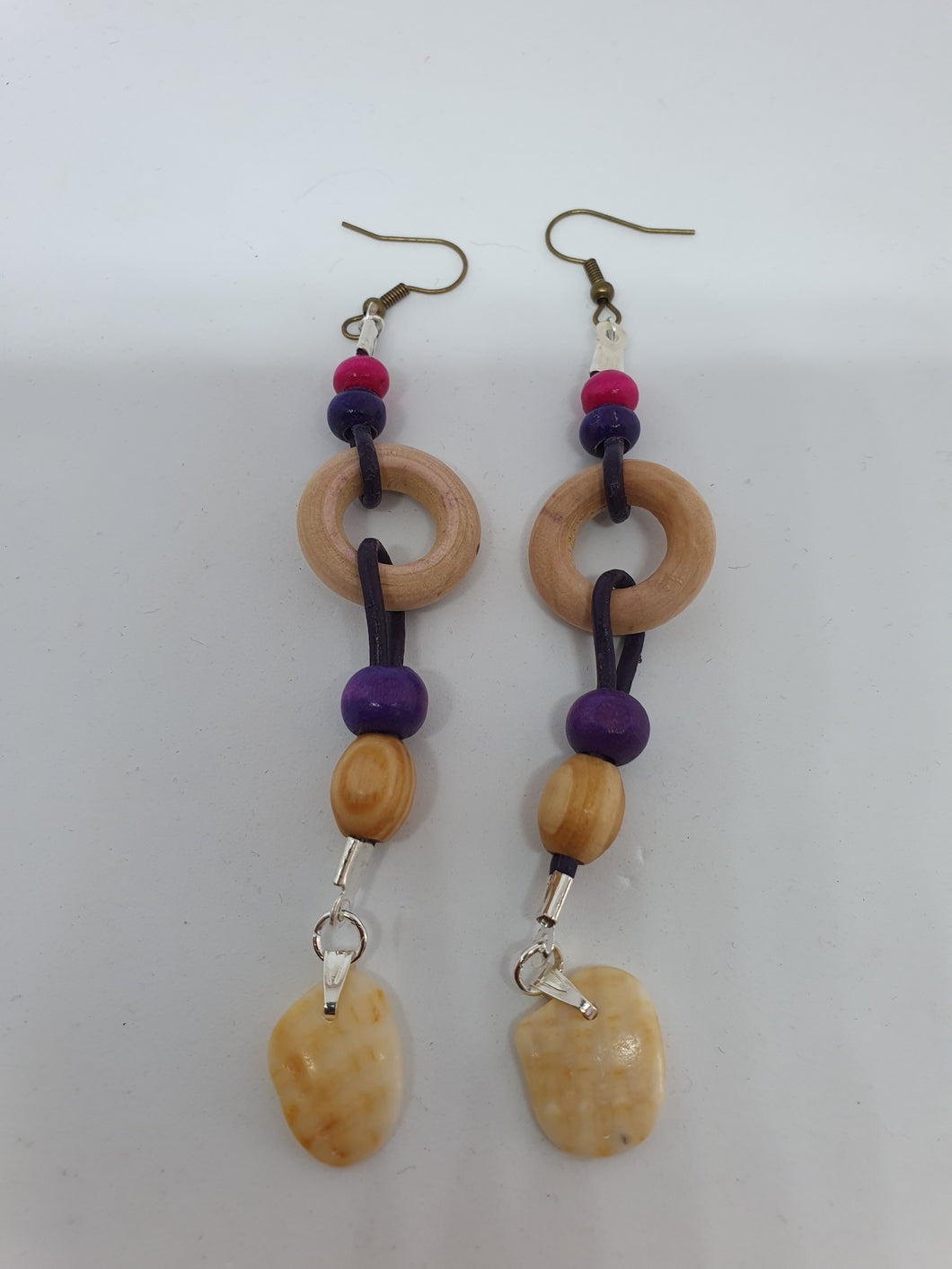 Boucles d'oreilles boisées été en couleur