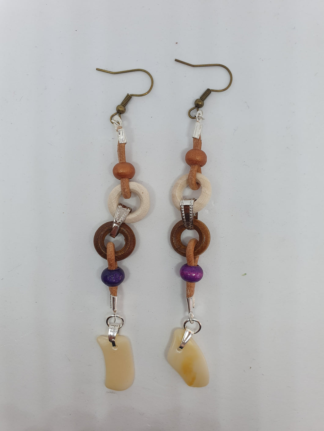 Boucles d'oreilles boisées été en couleur