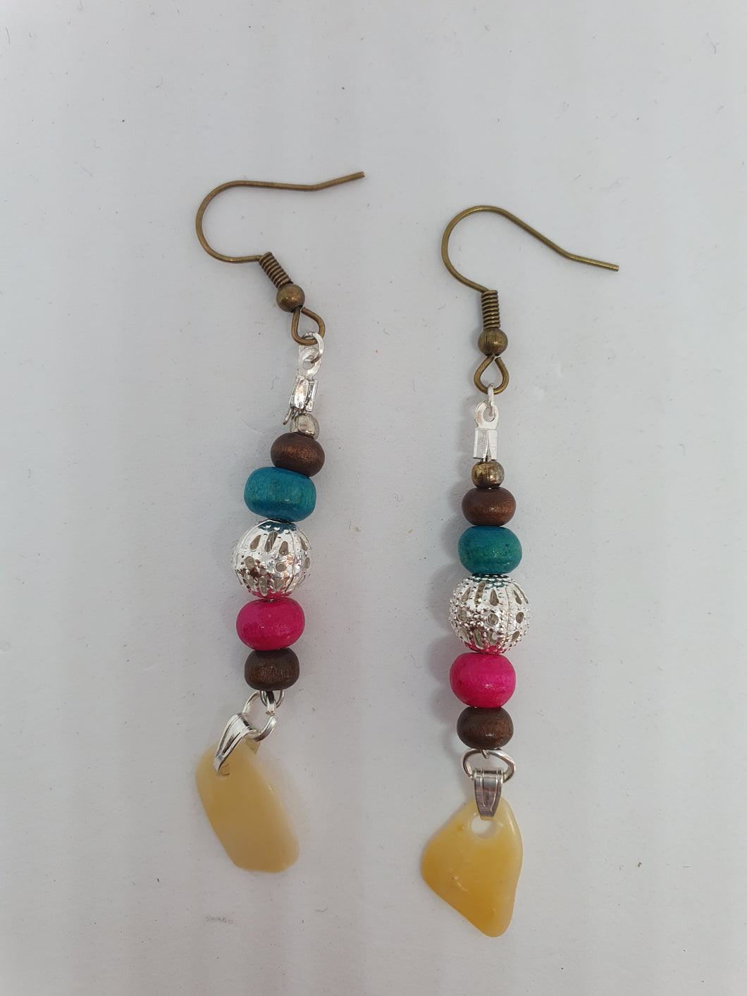 Boucles d'oreilles boisées été en couleur