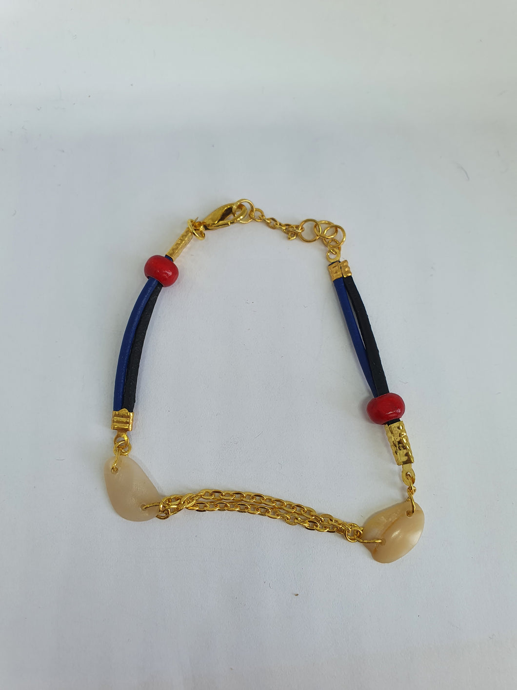 Bracelet en cordon cuir et chaînette