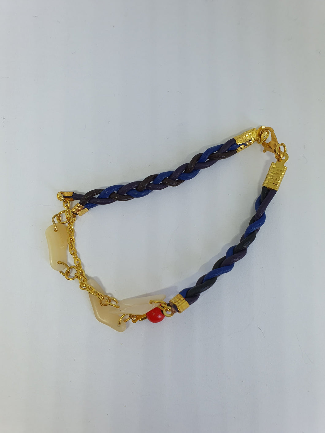 Bracelet tressé en cordon cuir véritable