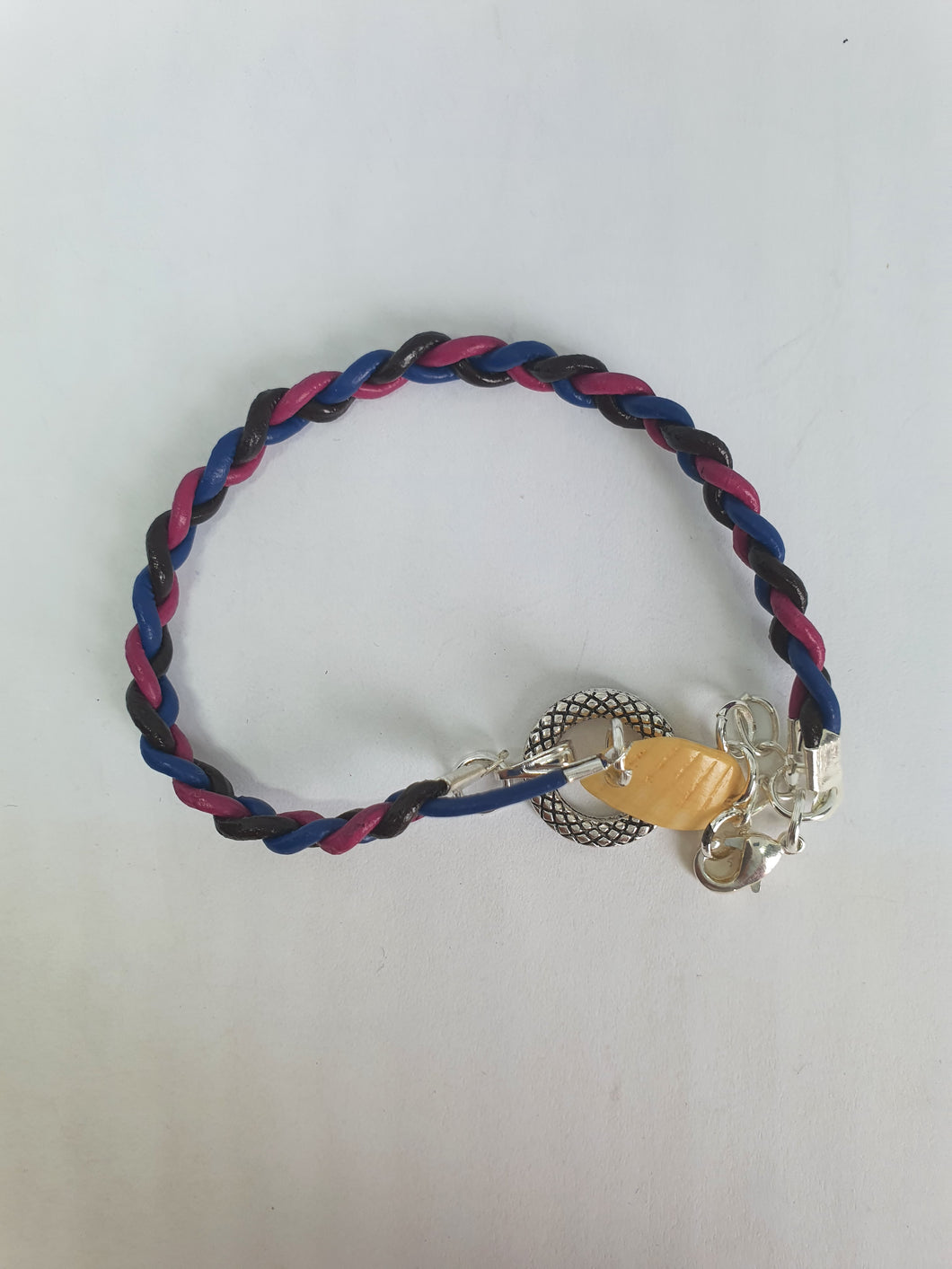 Bracelet tressé en cordon cuir véritable