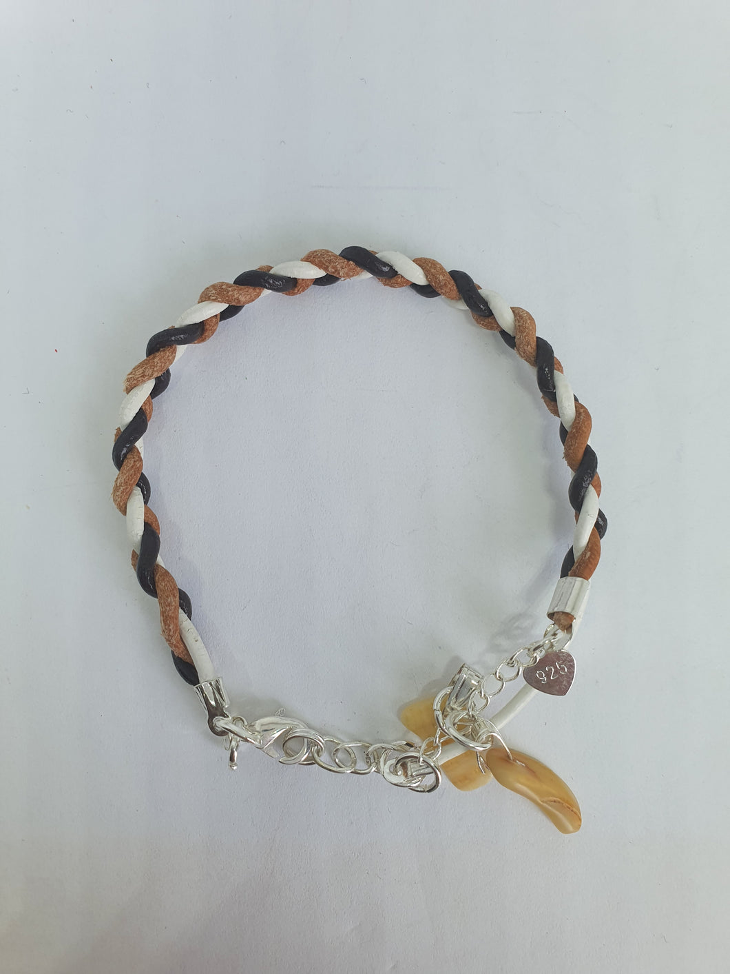 Bracelet tressé en cordon cuir véritable