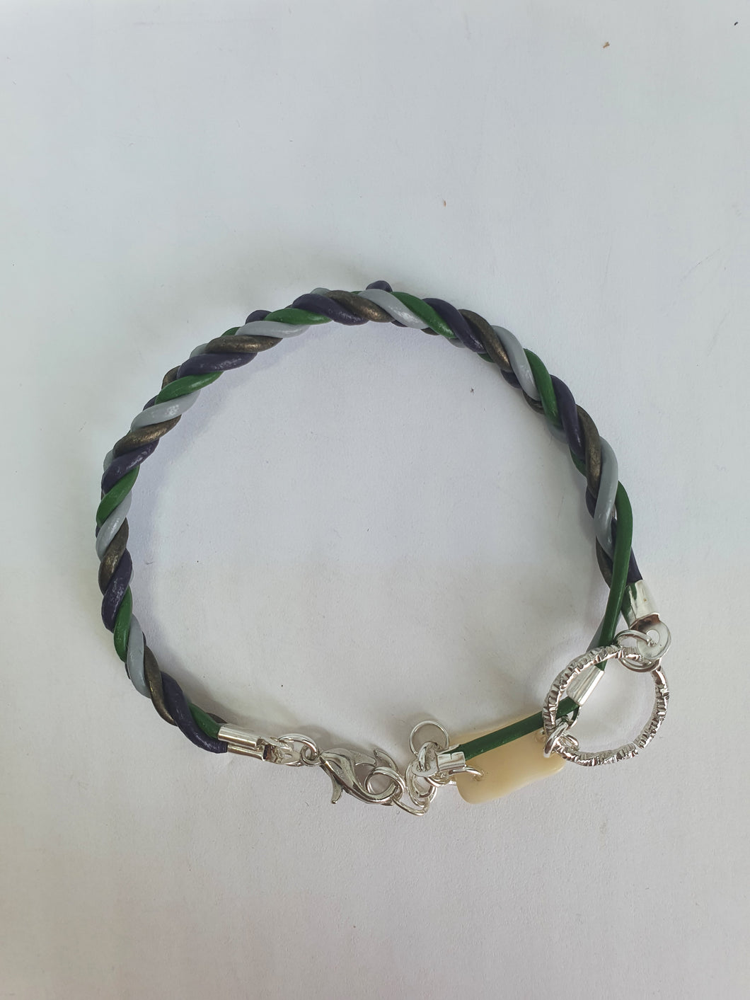 Bracelet tressé en cordon cuir véritable