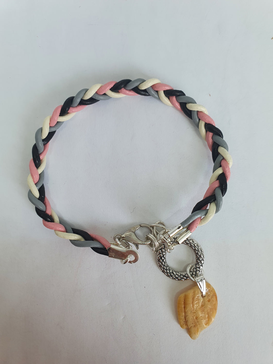 Bracelet tressé en cordon cuir véritable